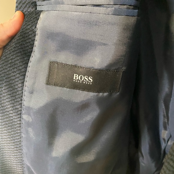 HUGO BOSS blue and black cotton and modal 2 button velvet blazer work career 44R - Picture 8 of 11
